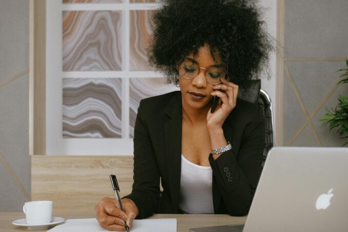 woman on the phone with a client